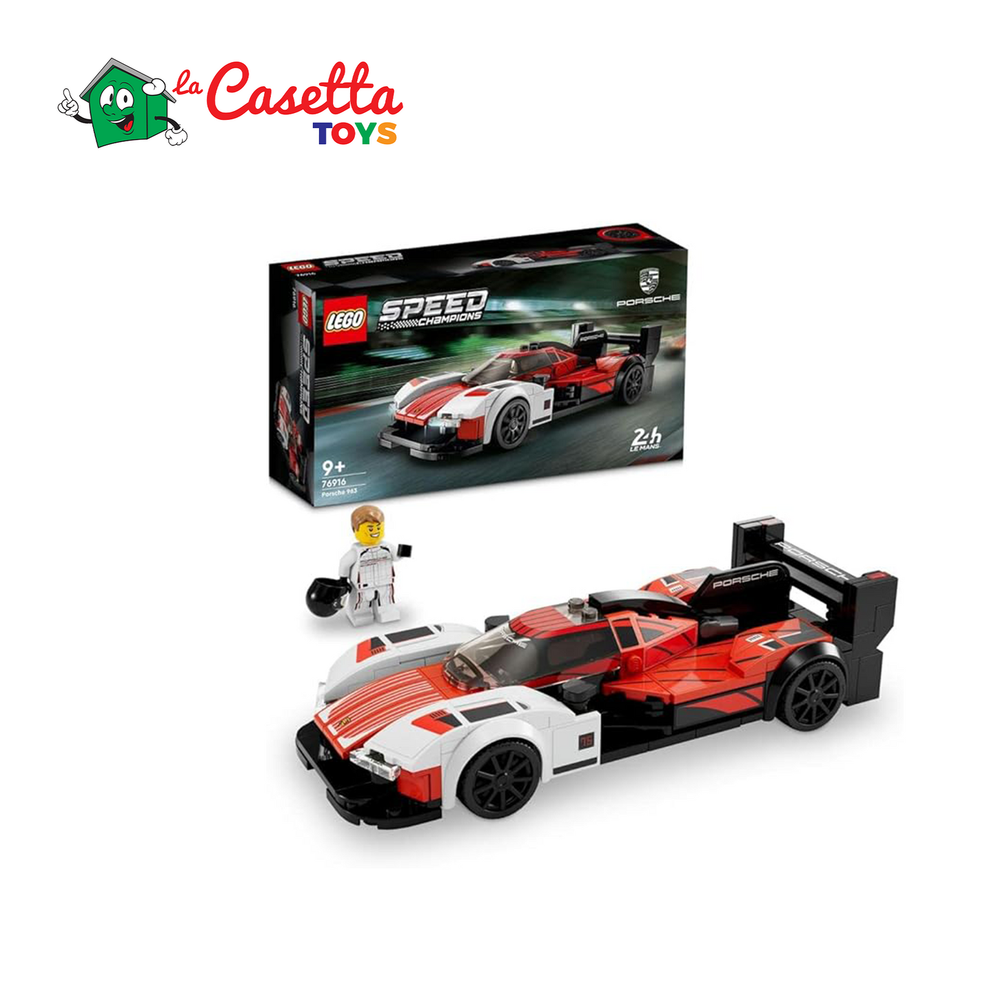 LEGO 76916 Speed Champions Porsche 963, Modello di Auto da Costruire, Set Macchina Giocattolo per Bambini e Bambine, Veicolo Supercar da Collezione 2023 con Minifigure del Pilota