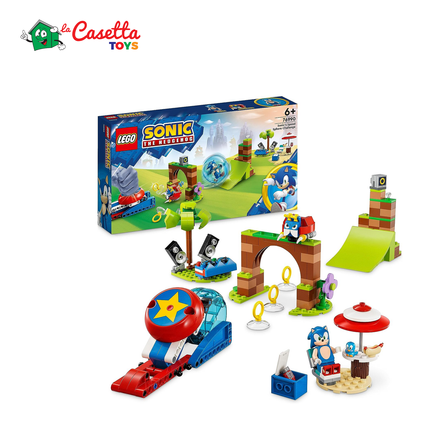 LEGO 76990 Sonic the Hedgehog Sfida della Sfera di Velocità di Sonic, Costruzioni Giocattolo con 3 Personaggi e la Figura di Moto Bug Badnik, Giochi per Bambini, Bambine, Ragazzi e Ragazze dai 6 Anni