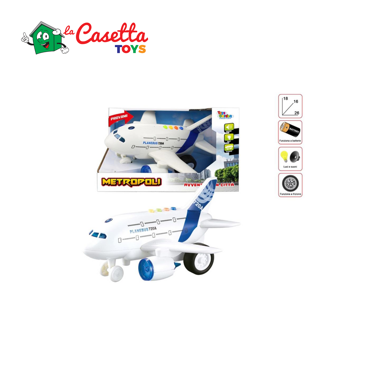 Aereo di Linea giocattolo a Frizione 18x16x26cm
