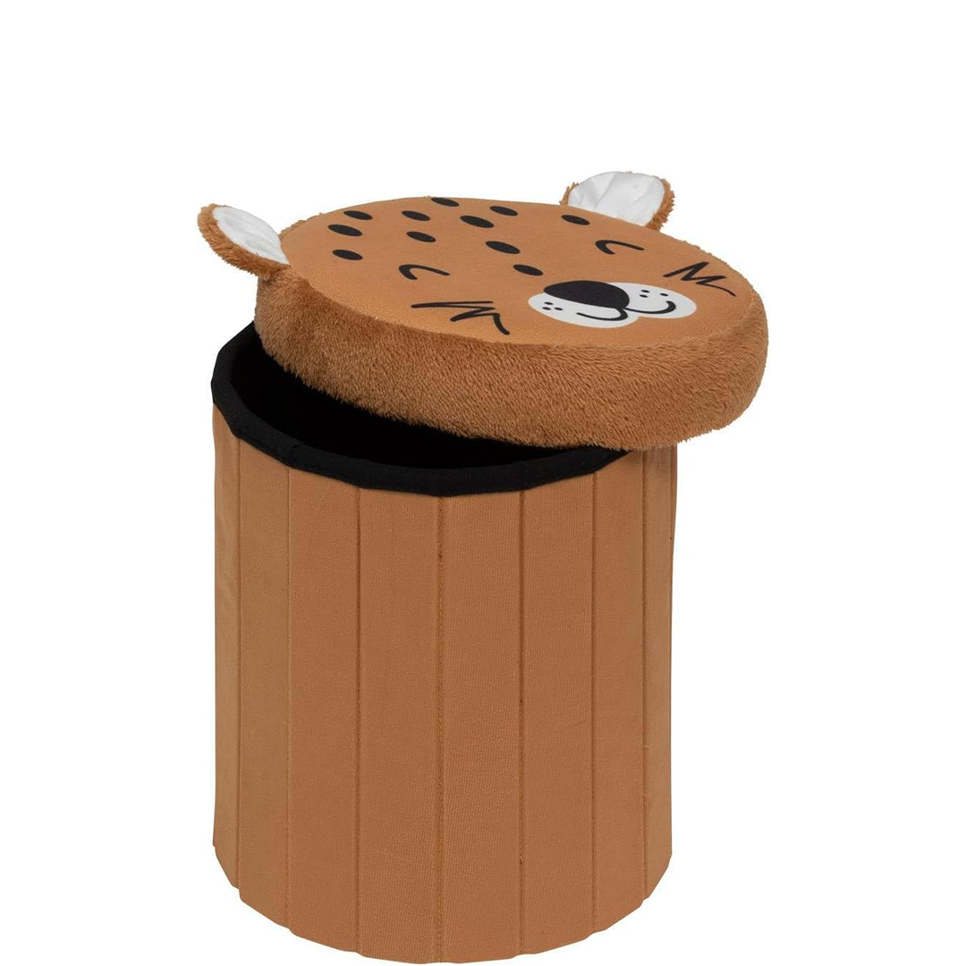 ATMOSPHERA CREATEUR D'INTERIEUR - Pouf-cassaforte leopardato pieghevole anoki arancione d30x36cm