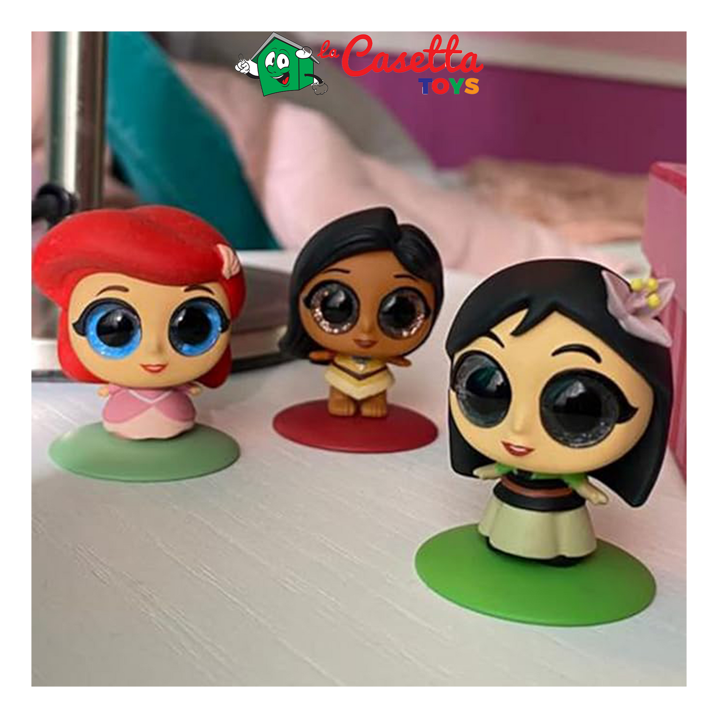 Sbabam, Disney Princess Toys, Principesse Disney Bambole con Occhi Glitter, 3 Pz, Giochi per Bambini da Edicola, Principesse Disney Piccole, Disney Gadget e Regalo Bambina con Personaggio a Sorpresa