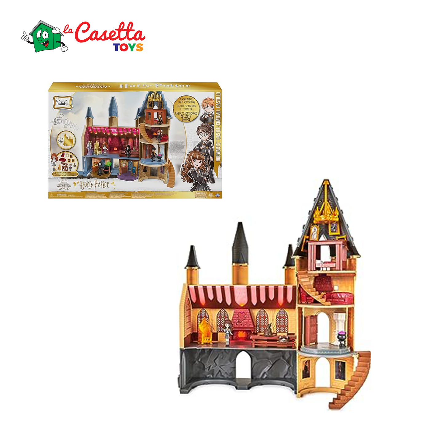 Wizarding World, Castello di Hogwarts di Harry Potter, con 12 accessori, luci, suoni e bambola Hermione esclusiva - dai 5 anni