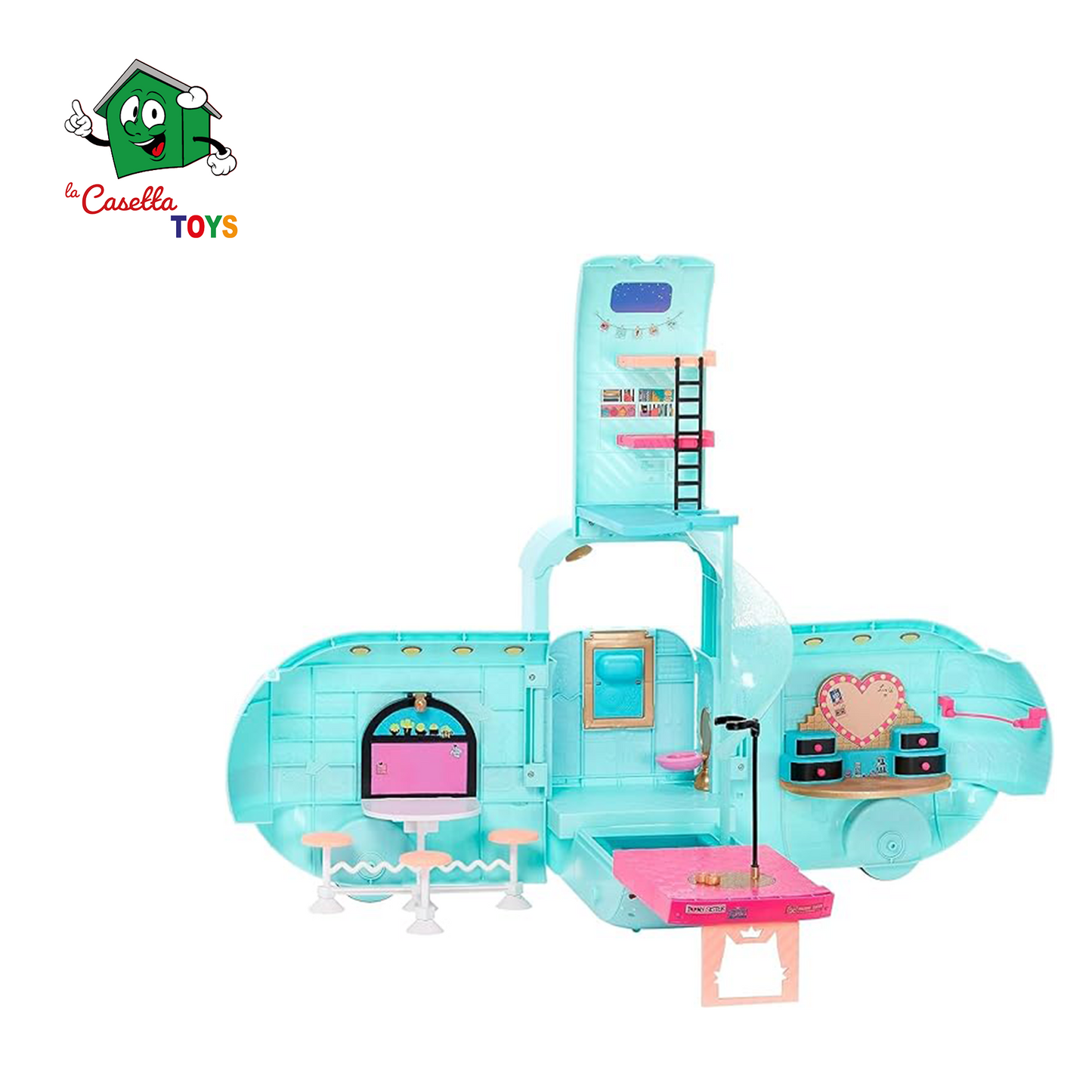 L.O.L. Surprise! OMG Glam N' Go Camper Set da gioco con oltre 50 sorprese e gioco a 360°, arredato con piscina, scivolo d'acqua, letti a castello, vanity, barbecue, cabina DJ e altro ancora - Età 4+