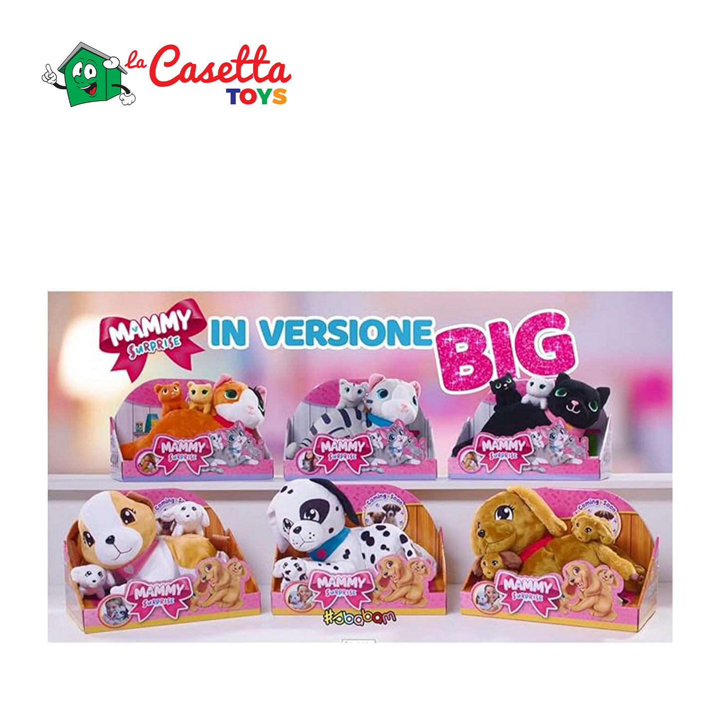 Sbabam, Mammy Surprise Big Version, Peluche Cane 34x25cm con Cuccioli, Giochi per Bambini da Edicola, Animali Giocattolo per Bambini, Pupazzi Cane Peluche Morbidi, Pupazzo Regalo Bambina - Barboncino