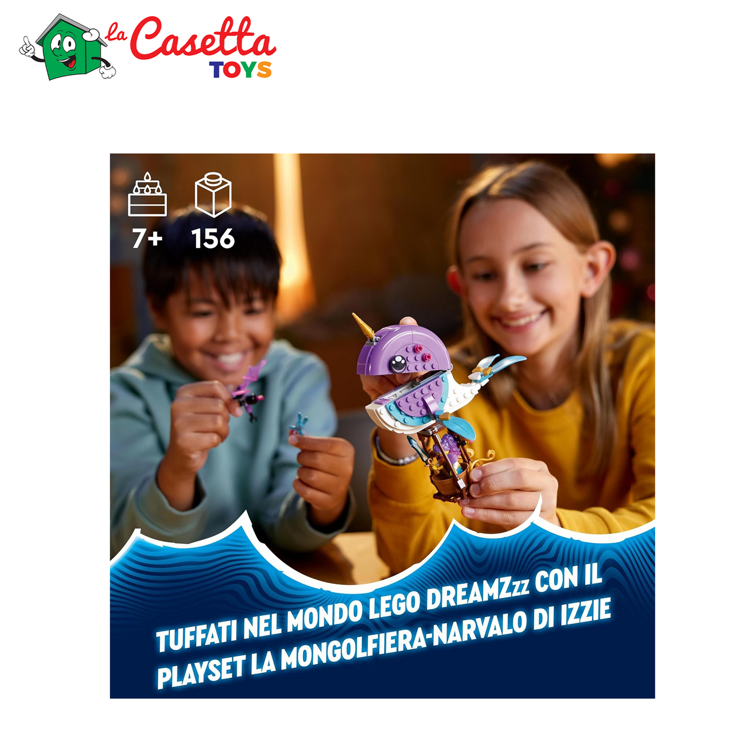 LEGO DREAMZzz La Mongolfiera-Narvalo di Izzie con Animali Marini Giocattolo e Figura di Balena Trasformabile, Salva Bunchu da un Mostro, Idea Regalo per Bambine e Bambini da 7 Anni in su 71472