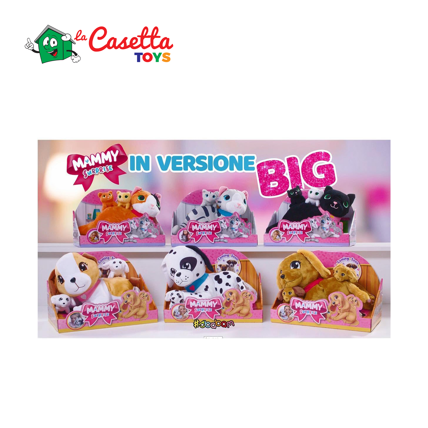 Sbabam, Mammy Surprise Big Version, Peluche Cane 34x25cm con Cuccioli, Giochi per Bambini da Edicola, Animali Giocattolo per Bambini, Pupazzi Cane Peluche per Regalo Bambina - Pupazzo