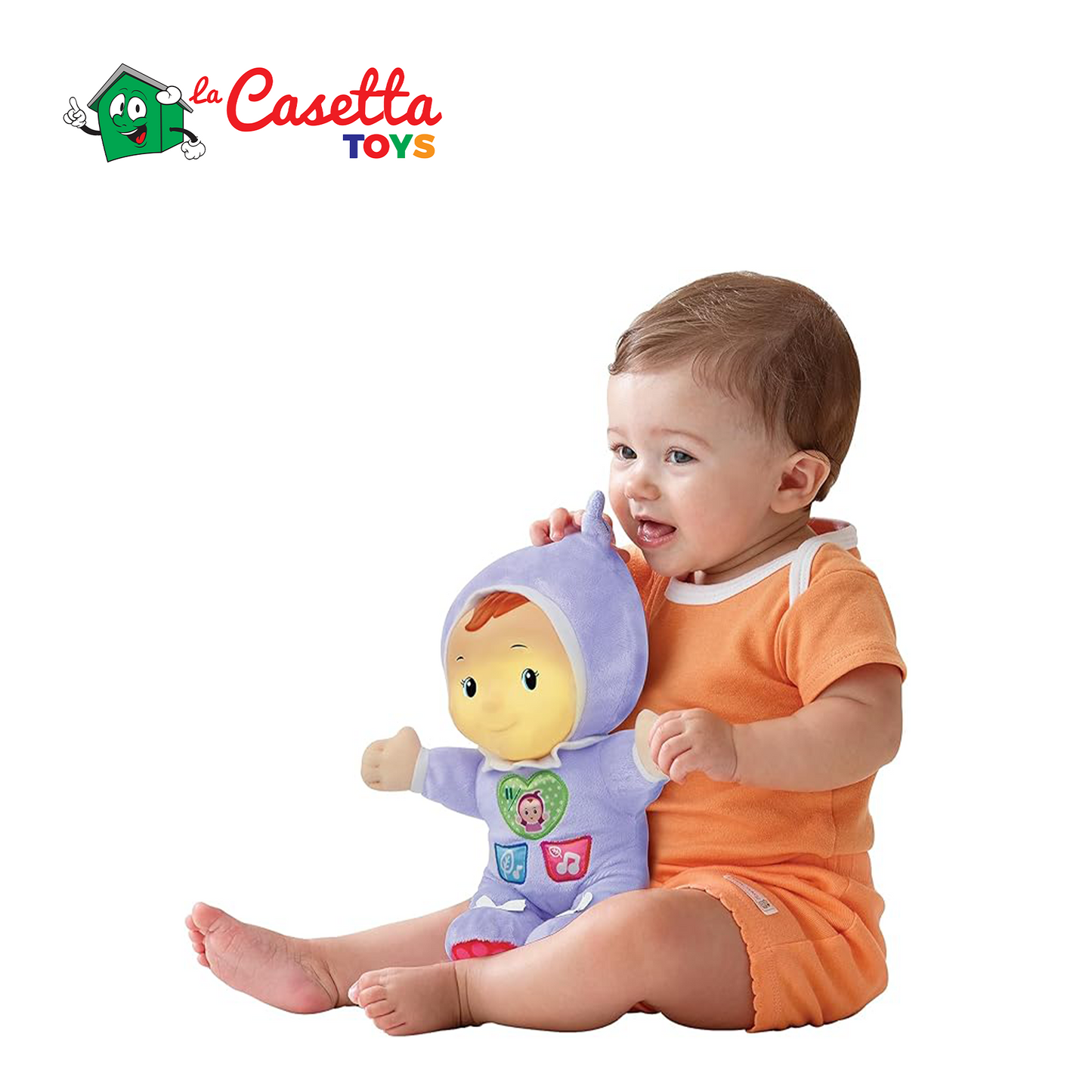 VTech Robi, la Mia Prima Bambola Interattiva, Peluche con Luce Notturna Bambini, Luce Musicale con 40 Ninne Nanne e 2 Canzoni, Luce Regolabile, Lingua Italiana, Batterie Incluse, 0-36 Mesi