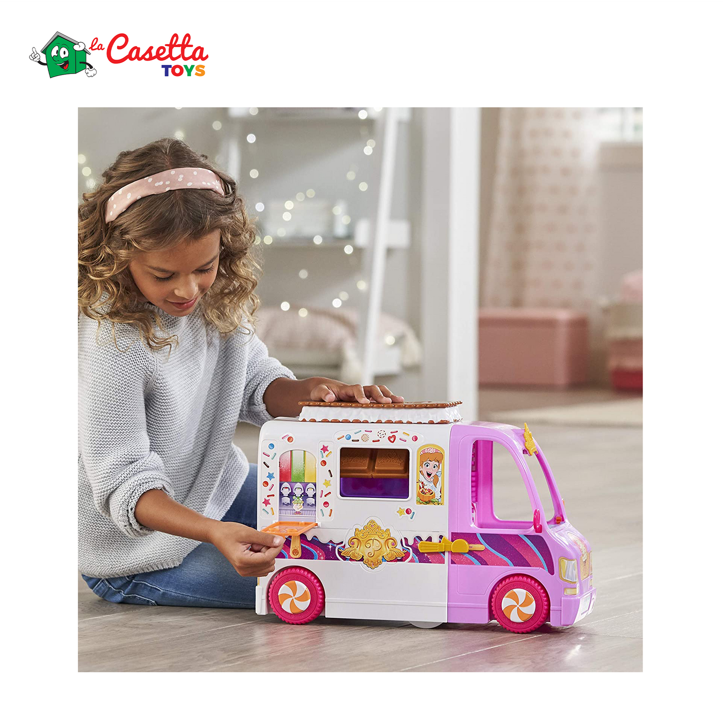 Hasbro Disney Princess Camioncino dei Gelati Principesse Disney Comfy Squad, Camper per Bambole con 16 Accessori