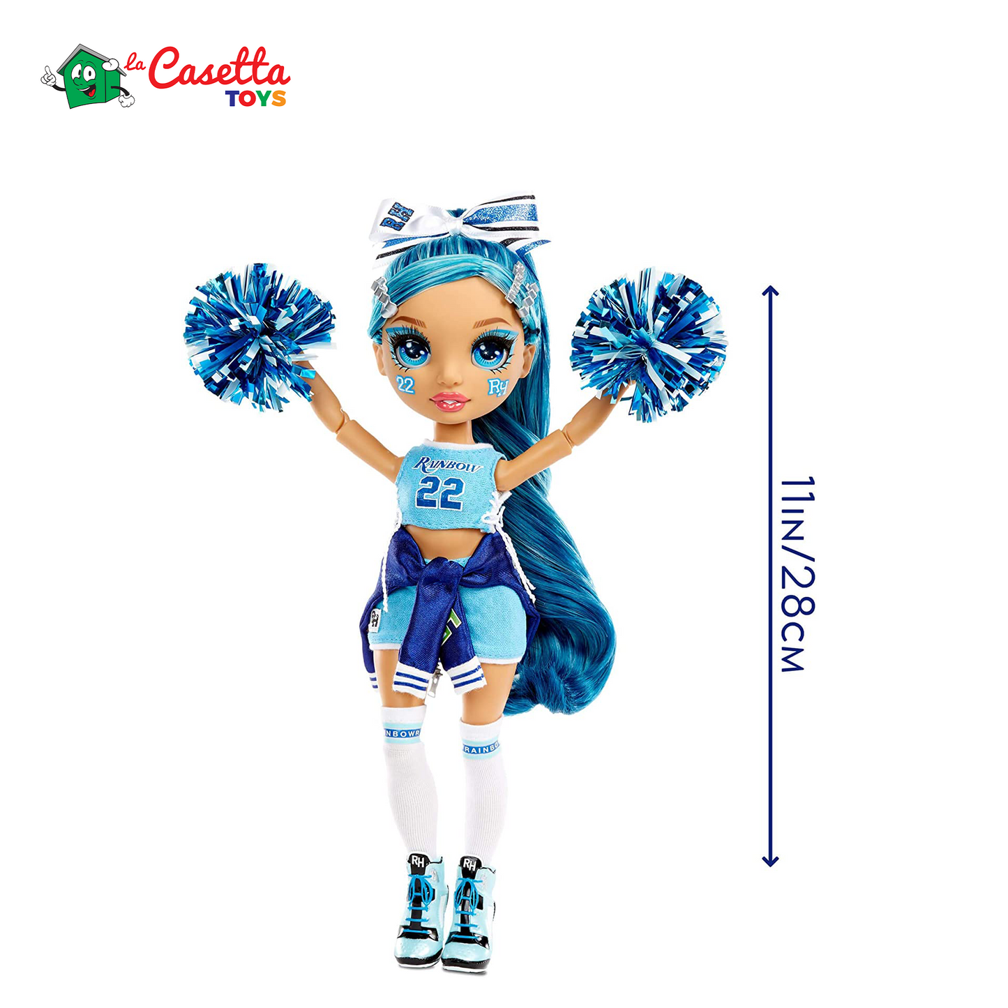 Rainbow High Cheer Fashion Doll - Abiti eleganti, pompon e bambola Cheerleader Skyler Bradshaw, fashion doll "blu", Serie Rainbow High Cheer, Regalo ottimo a partire dai 6 anni
