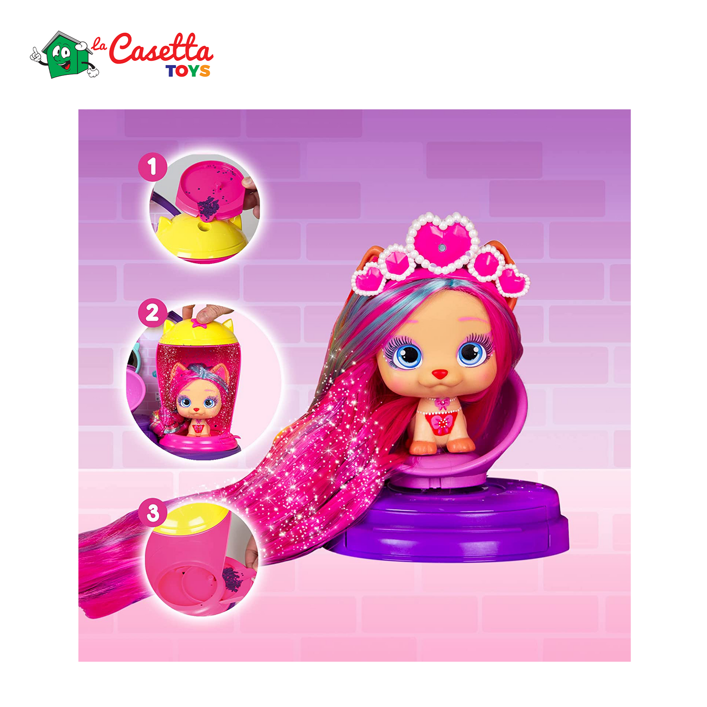 VIP PETS Glam Gems Il Salone di Fabio and Fabia, Set da parrucchiere con l'esclusiva bambola Shiara e 17 accessori, Regalo giocattolo per bambini e bambine dai 3 anni in su