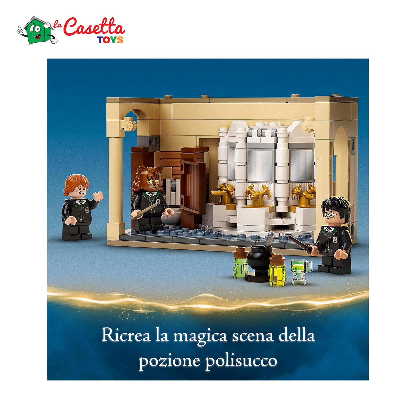 LEGO 76386 Harry Potter Hogwarts: Errore della Pozione Polisucco, Castello Giocattolo con Minifigure d'Oro del 20° Anniversario