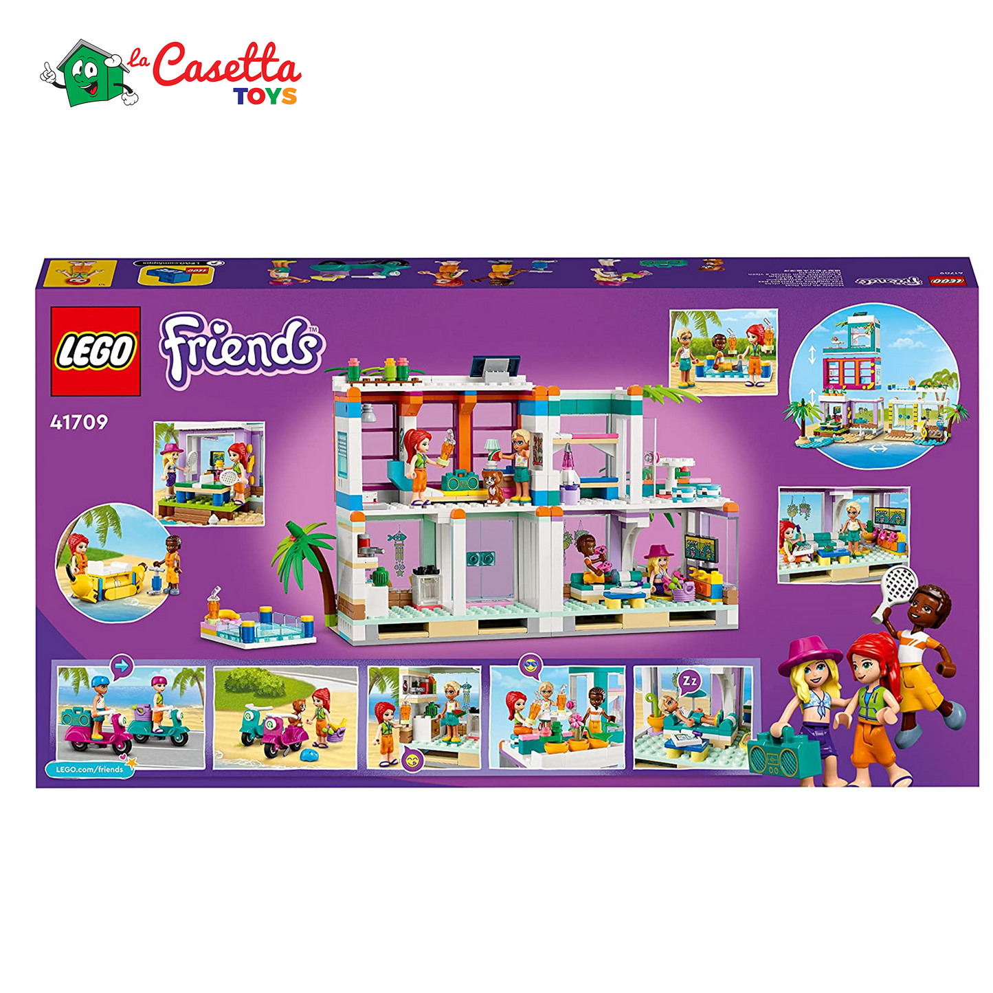 LEGO 41709 Friends Casa delle Vacanze sulla Spiaggia, con Piscina, Mini Bamboline Mia e Accessori, Costruzioni per Bambini dai 7 Anni in su