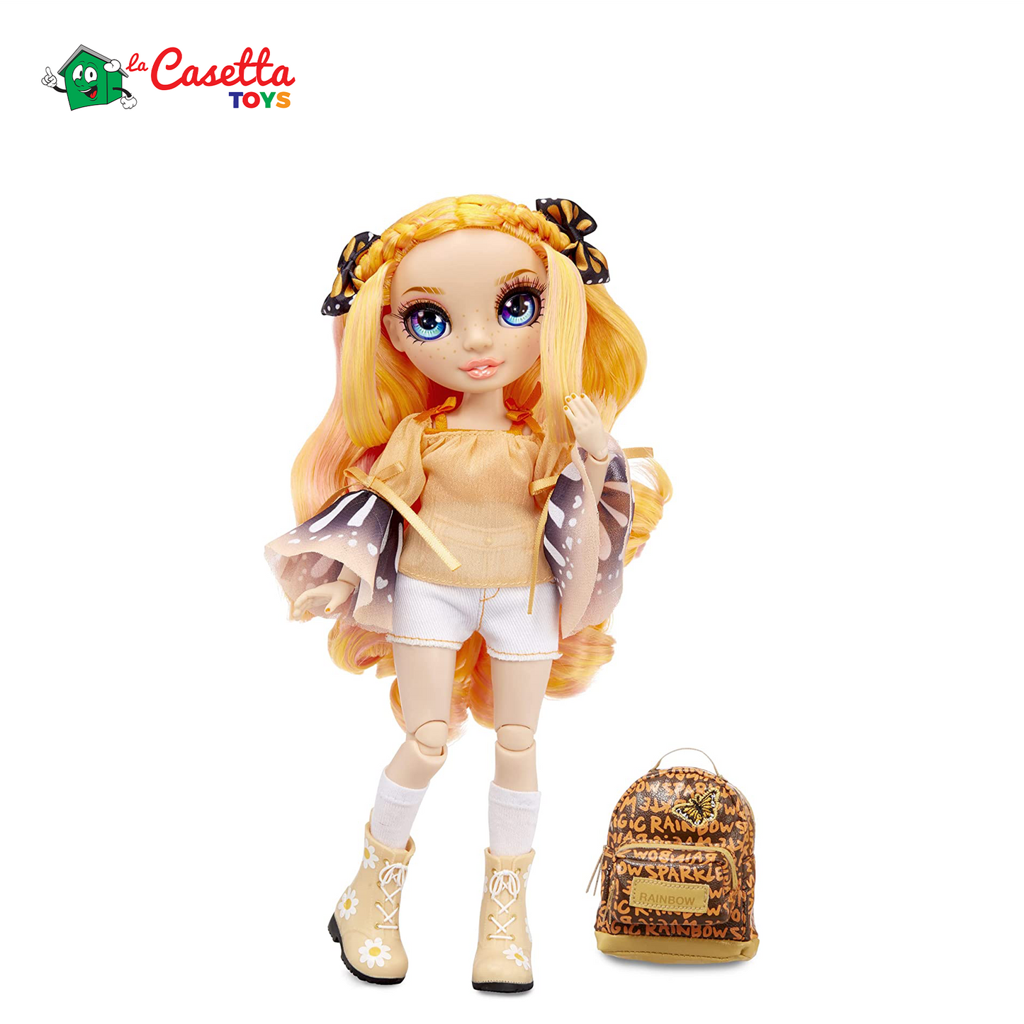 Rainbow High Jr. High - POPPY ROWAN - Bambola alla moda arancione da 23cm con vestito e accessori - Include zainetto Apri e chiudi - Da collezionare o regalare - Età: dai 6 anni in su