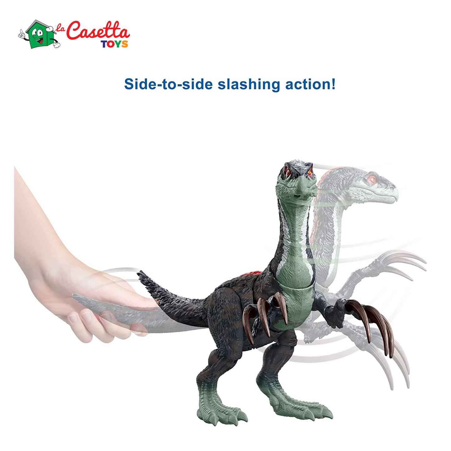 Mondo Jurassic Dominion - Dinosauro ruggito devastante Therizinosaurus - Dinosauro giocattolo articolato da 36 cm - Dinosauri per bambini con grandi artigli GWD65 - Multicolore