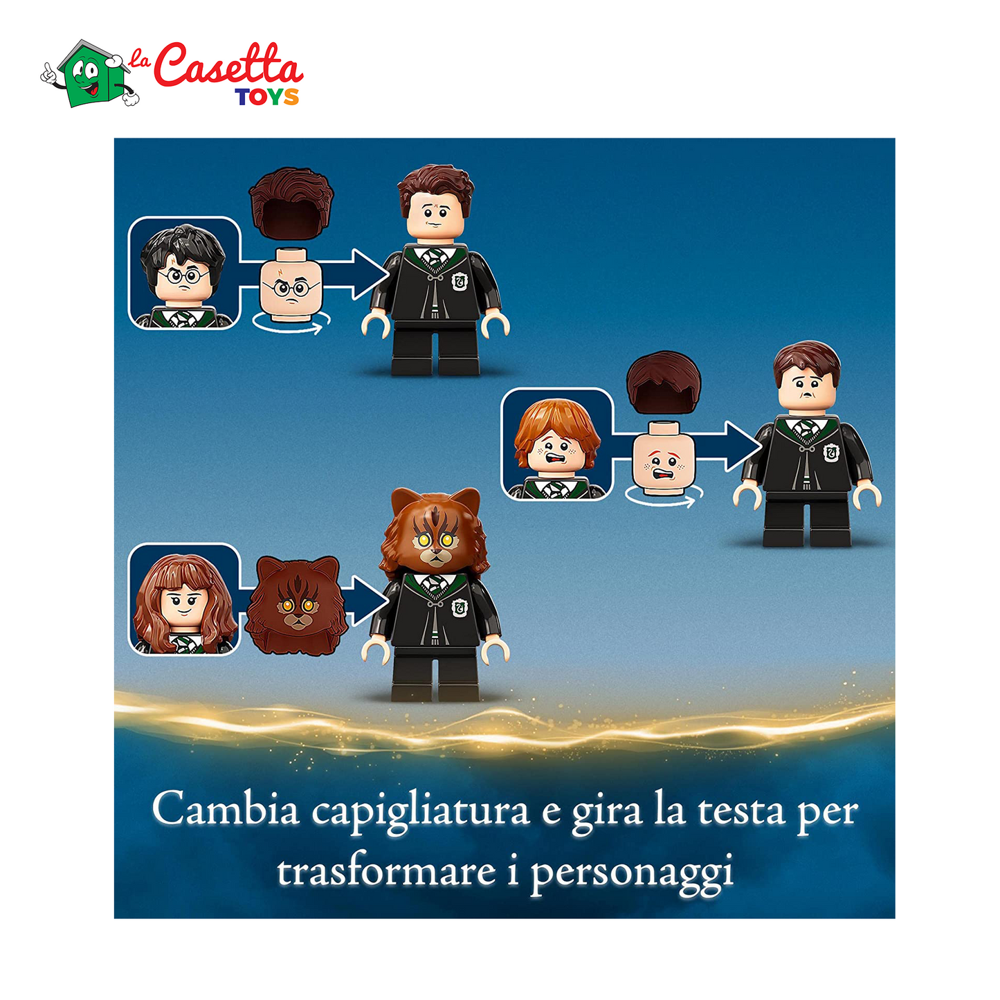 LEGO 76386 Harry Potter Hogwarts: Errore della Pozione Polisucco, Castello Giocattolo con Minifigure d'Oro del 20° Anniversario
