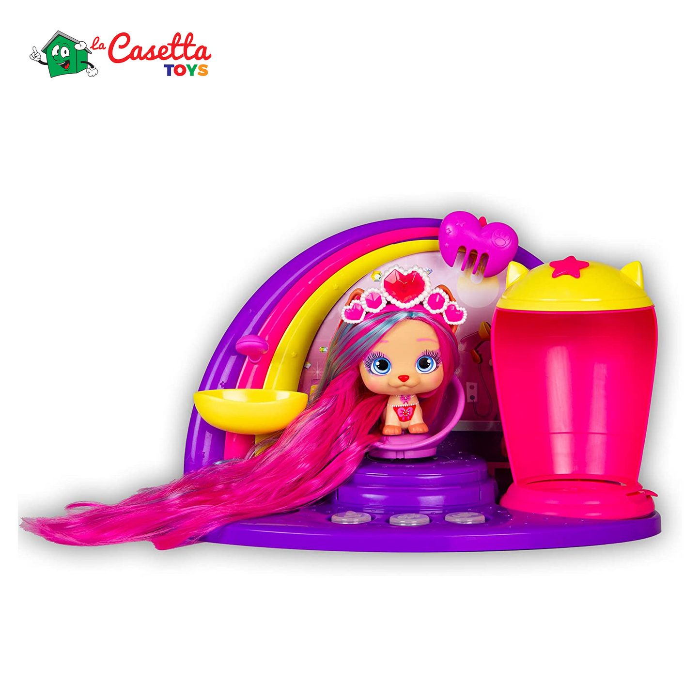 VIP PETS Glam Gems Il Salone di Fabio and Fabia, Set da parrucchiere con l'esclusiva bambola Shiara e 17 accessori, Regalo giocattolo per bambini e bambine dai 3 anni in su
