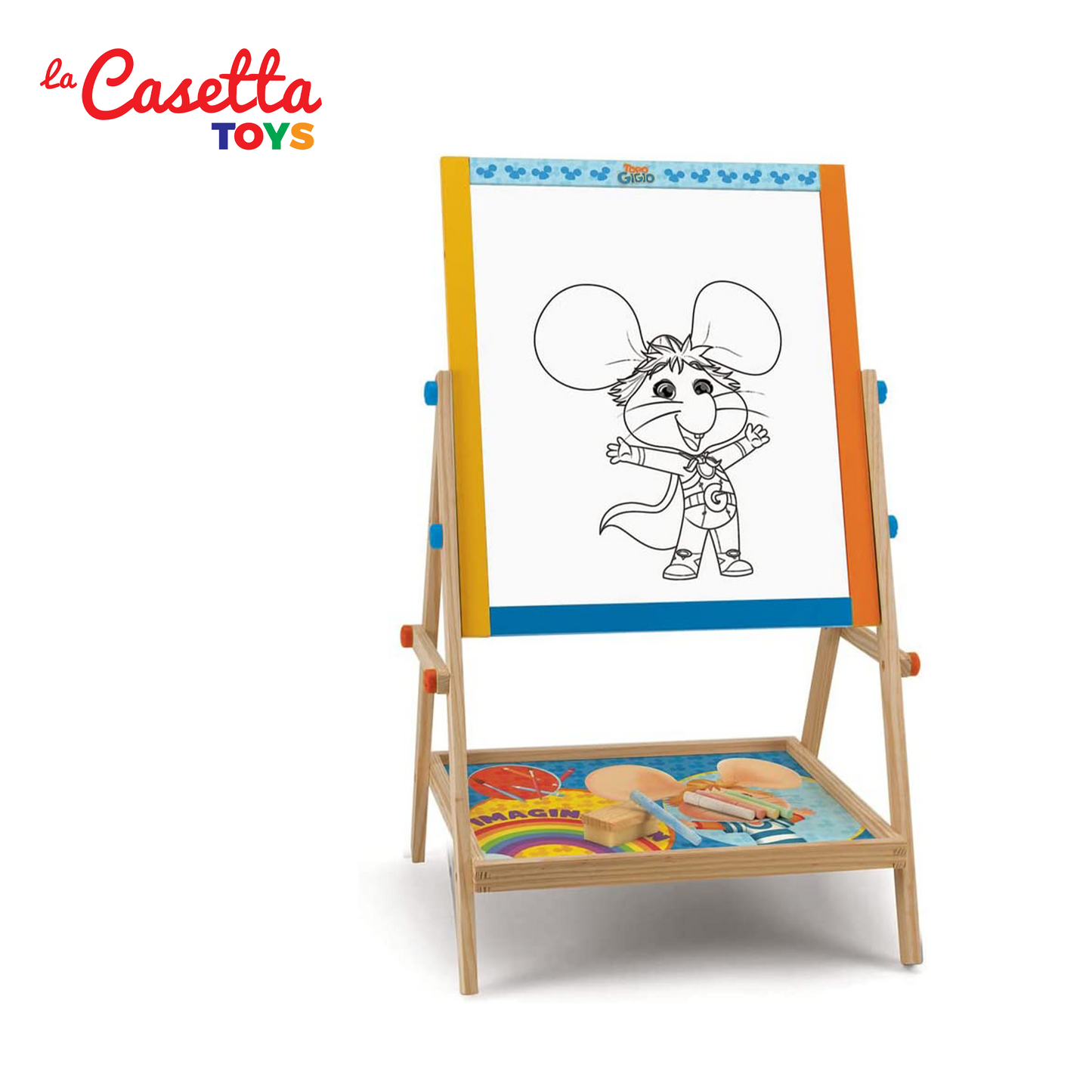 Grandi Giochi, Lavagna 2 in 1 di Topo Gigio, bifacciale: un lato in ardesia, l'altro in superficie magnetica