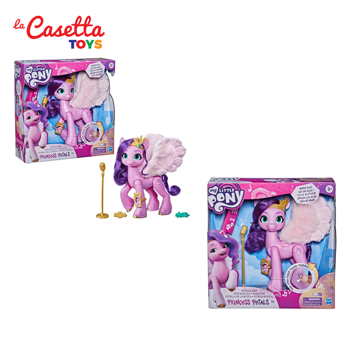 Hasbro Princess Petals, Star del Musical, Ispirato al Film My Little Pony: Una Nuova Generazione, Pony Rosa da 15 cm Che riproduce Musica, per Bambine e Bambini dai 5 Anni in su, Multicolore