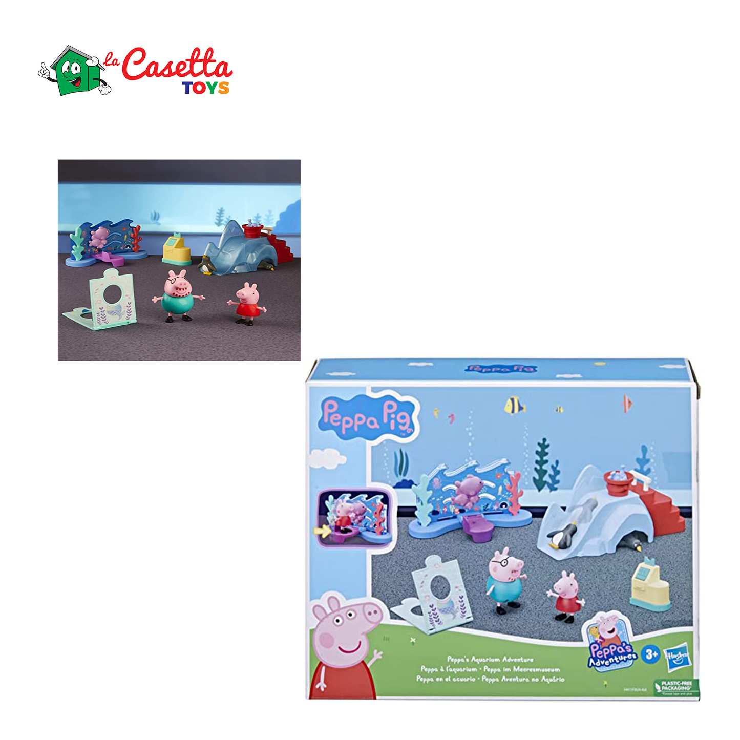 Peppa Pig Hasbro Peppa all'acquario, Playset Giocattolo per età Prescolare, Include 4 Action Figure e 8 Accessori, dai 3 Anni in su