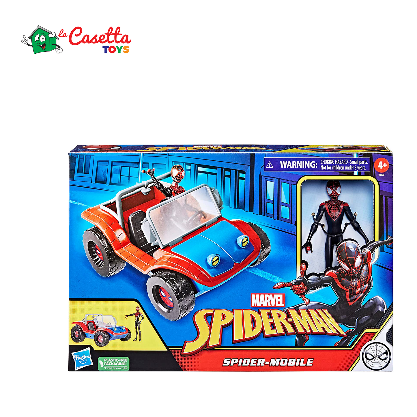 Hasbro, Marvel Spider-Man, La macchina di Miles Morales e Spider-Ham, veicolo da 15 cm con action figure, per bambini e bambine dai 4 anni in su