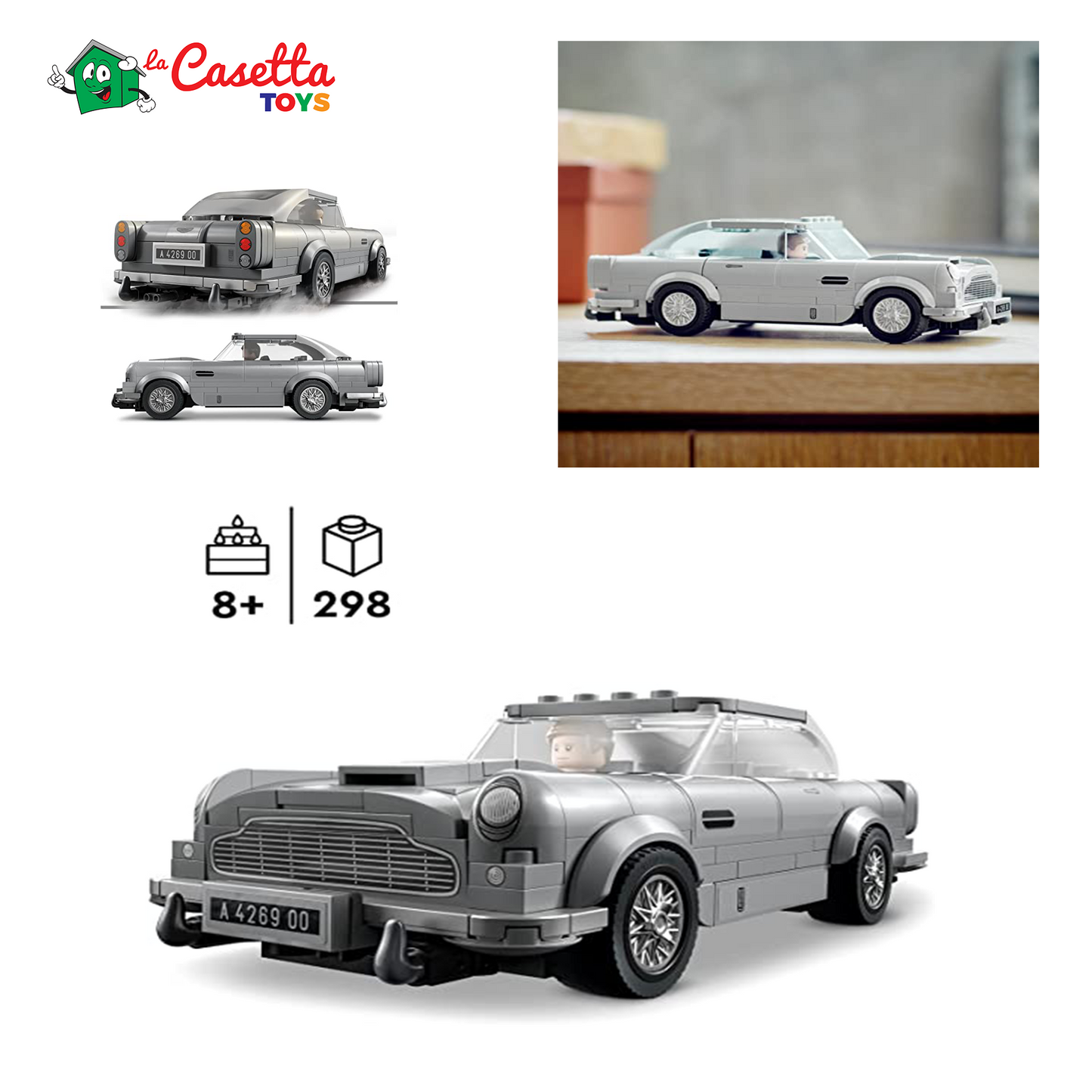 LEGO 76911 Speed Champions 007 Aston Martin DB5, Modellino Auto Giocattolo con Minifigure James Bond, Set da Collezione del Film No Time To Die