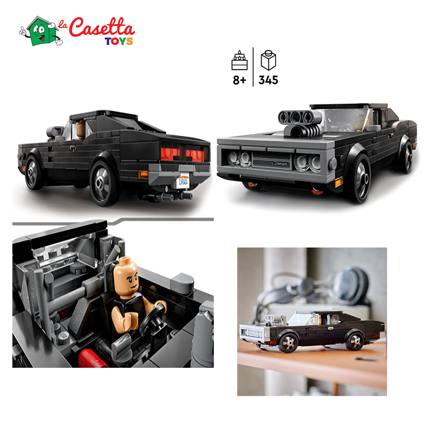 LEGO 76912 Speed Champions Fast & Furious 1970 Dodge Charger R/T, Modellino di Auto Giocattolo con Minifigure di Dominic Toretto, Set da Collezione