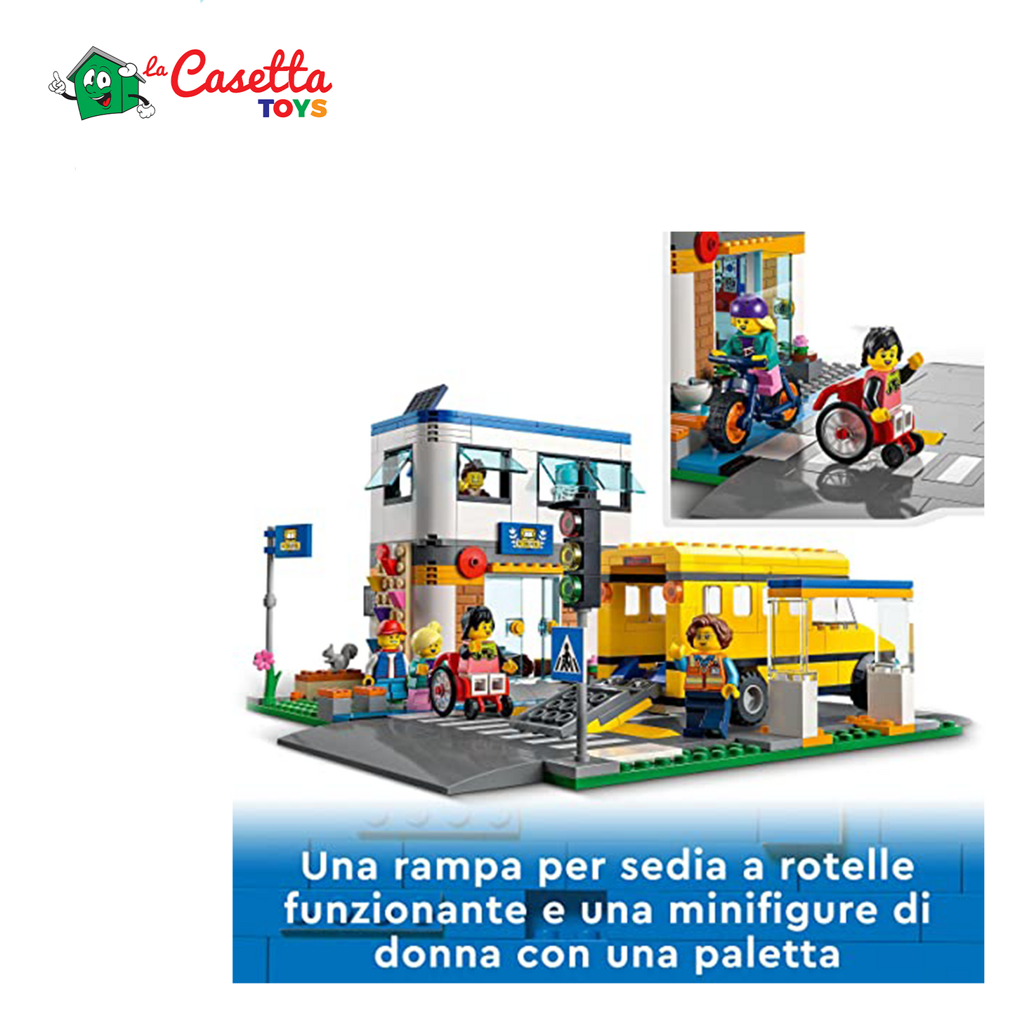 LEGO 60329 City Giorno di Scuola, Set Serie Adventures con Autobus Giocattolo, 2 Aule e Strada, per Bambini di 6+ Anni