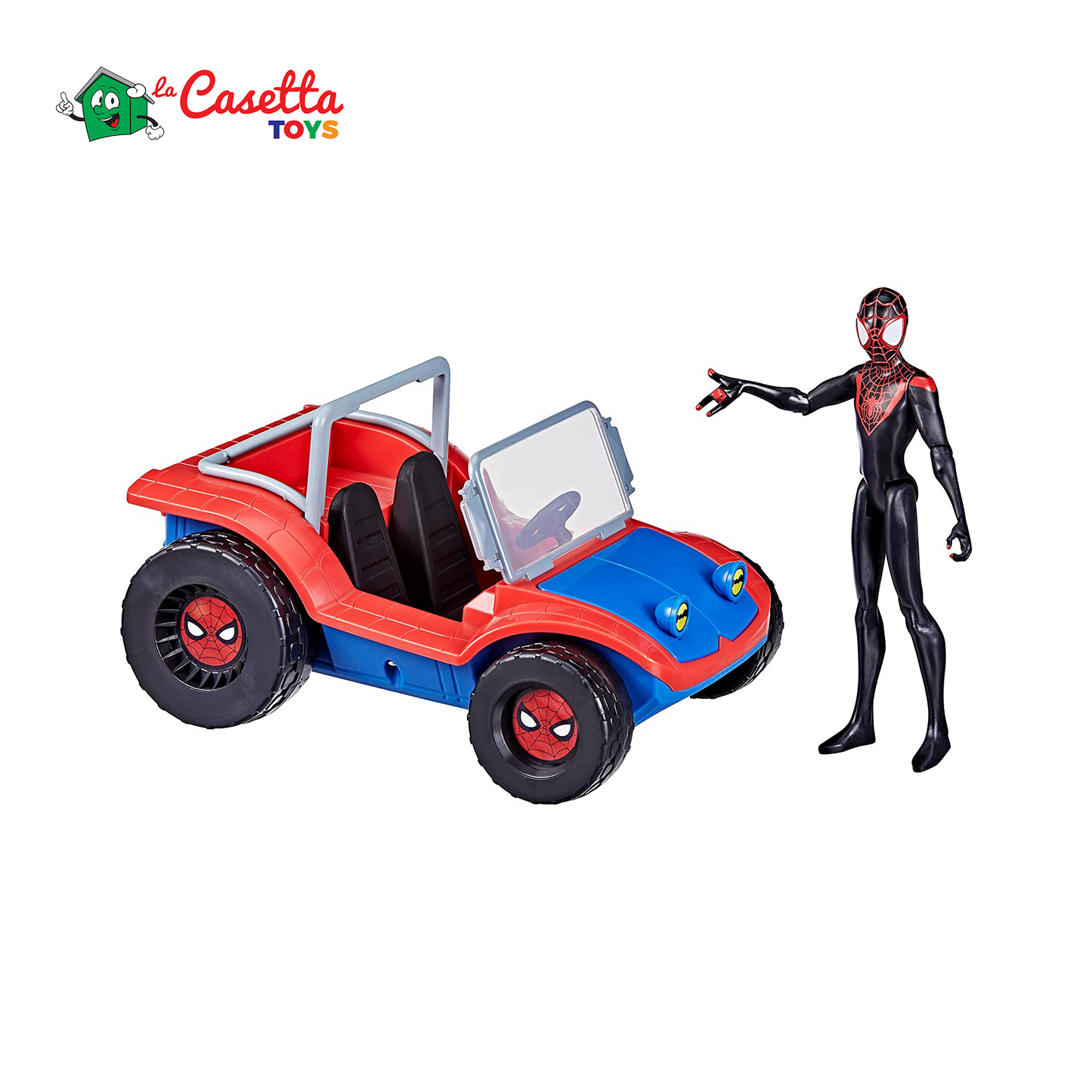 Hasbro, Marvel Spider-Man, La macchina di Miles Morales e Spider-Ham, veicolo da 15 cm con action figure, per bambini e bambine dai 4 anni in su