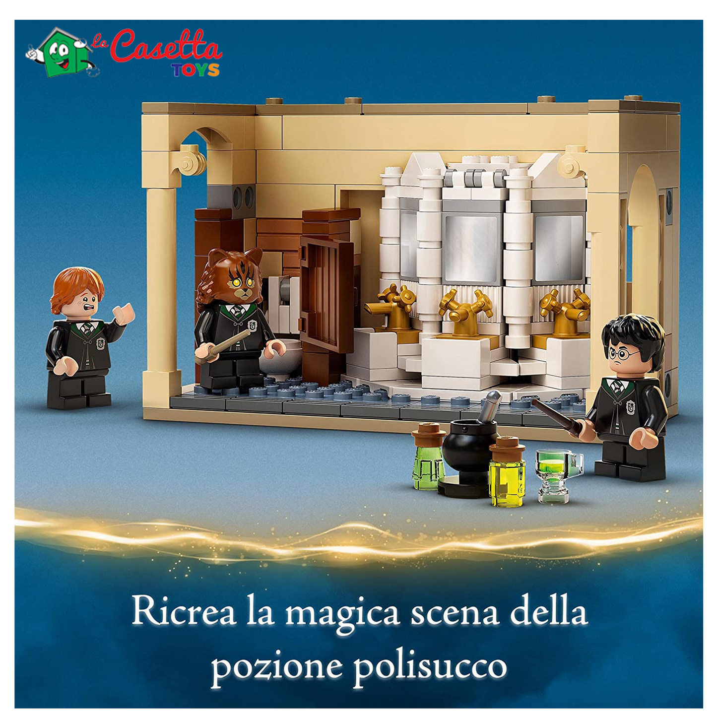 LEGO 76386 Harry Potter Hogwarts: Errore della Pozione Polisucco, Castello Giocattolo con Minifigure d'Oro del 20° Anniversario