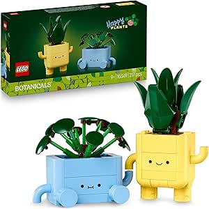 LEGO Botanicals Piantine Felici Giocattolo - Kit di Arti e Mestieri per Bambine con 2 Piante Artificiali, 2 Vasi di Fiori e Facce Intercambiabili - Regali per Ragazze da 9 Anni Fan della Natura, 10349