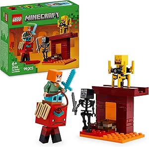 LEGO Minecraft Battaglia sul Ponte del Nether - Giocattolo Interattivo con Figura di Alex e Mob tra cui uno Scheletro, un Blaze e uno Strider - Regalo per Gamer, Bambini e Bambine da 6 Anni - 21266