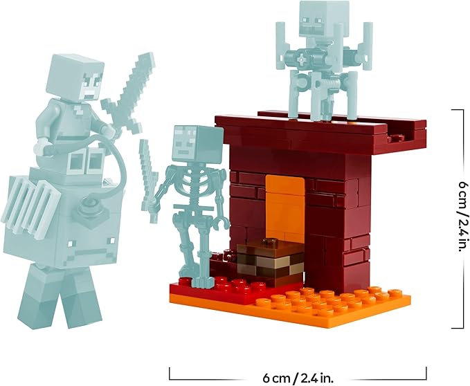 LEGO Minecraft Battaglia sul Ponte del Nether - Giocattolo Interattivo con Figura di Alex e Mob tra cui uno Scheletro, un Blaze e uno Strider - Regalo per Gamer, Bambini e Bambine da 6 Anni - 21266