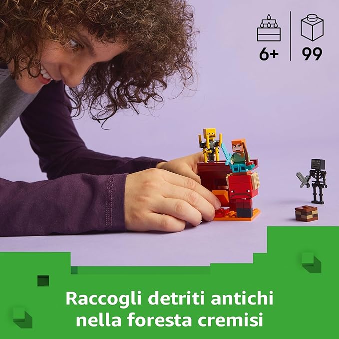 LEGO Minecraft Battaglia sul Ponte del Nether - Giocattolo Interattivo con Figura di Alex e Mob tra cui uno Scheletro, un Blaze e uno Strider - Regalo per Gamer, Bambini e Bambine da 6 Anni - 21266