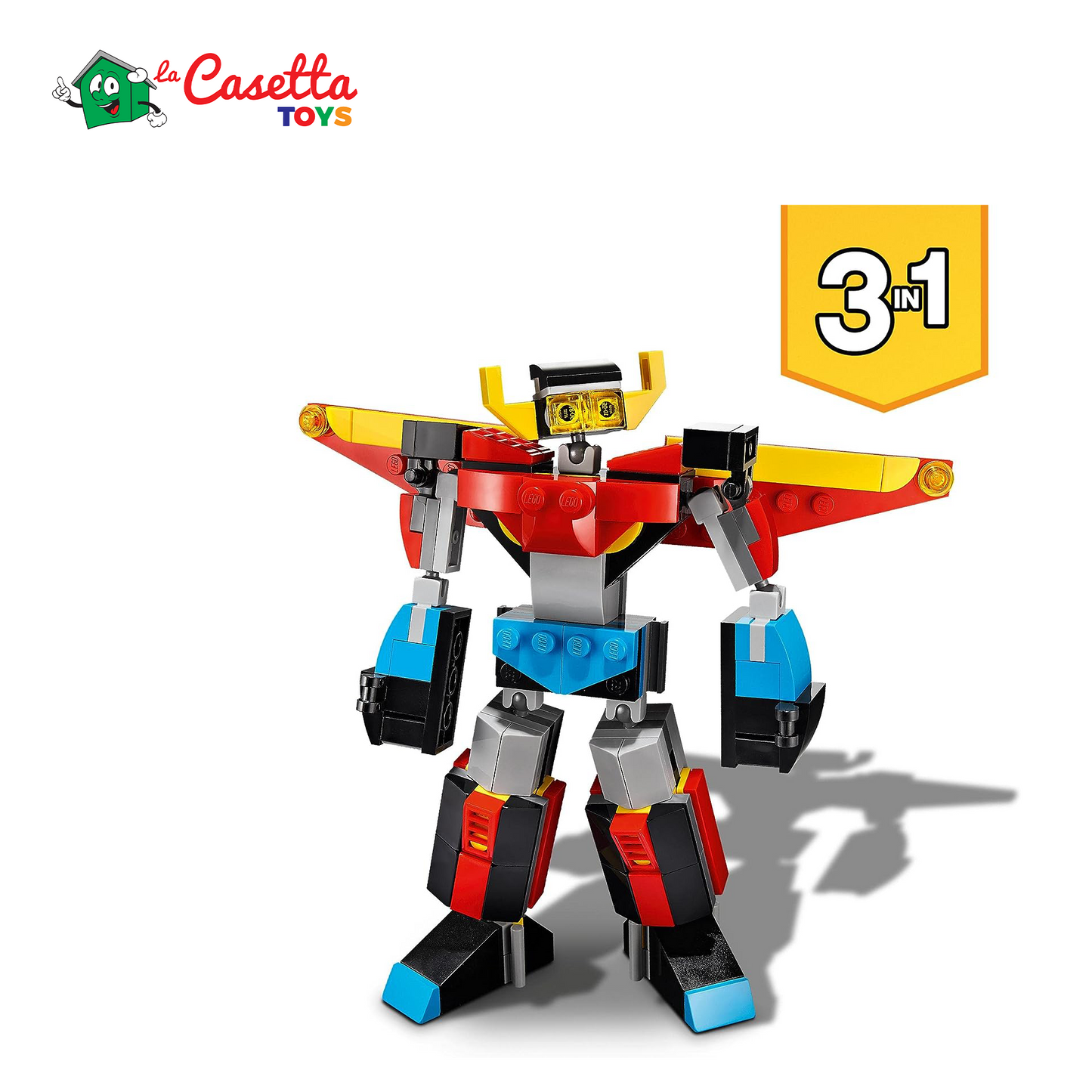 LEGO 31124 Creator 3 In 1 Super Robot, Set Di Costruzioni In Mattoncini, Aereo E Drago Giocattolo Per Bambina E Bambino Dai 6 Anni In Su, Con Parti Regolabili