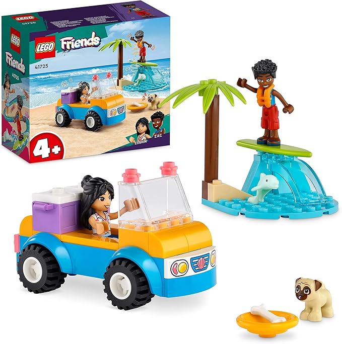 LEGO Friends Divertimento sul Beach Buggy con Macchina Giocattolo, Tavola da Surf, Mini Bamboline, Delfino e Cane, Giochi Estivi per Bambini e Bambine dai 4 Anni 41725 Visita lo Store di LEGO