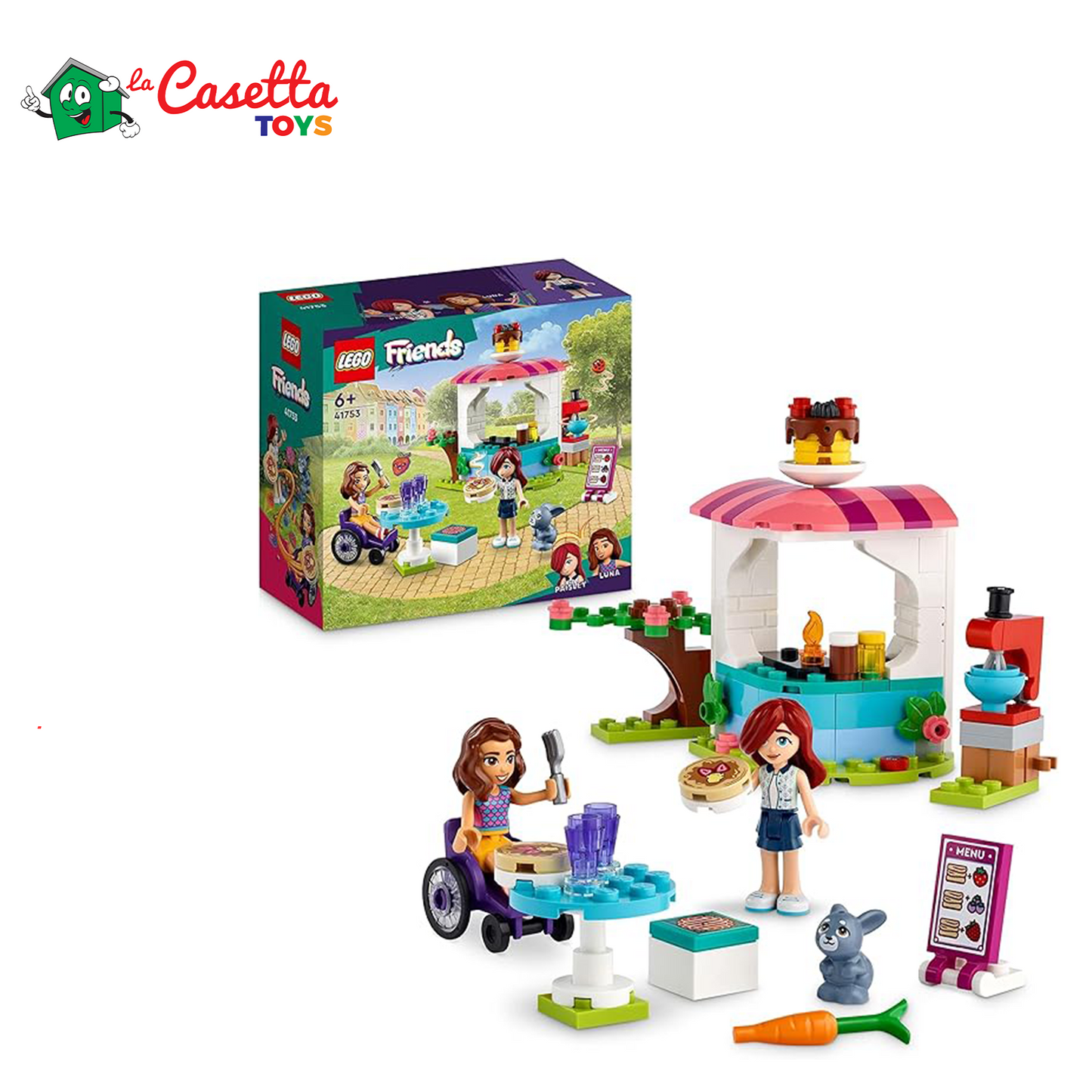 LEGO Friends Negozio di Pancake, Set Giochi Creativi per Bambini e Bambine dai 6 Anni con le Mini Bamboline Paisley e Luna e Coniglio Giocattolo, Piccola Idea Regalo 41753