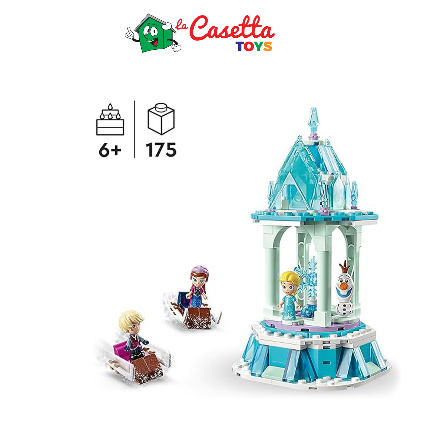 LEGO Disney Frozen La Giostra Magica di Anna ed Elsa, Giocattolo Ispirato al Castello di Frozen con Micro Bambolina della Principessa e Olaf, Giochi Regalo per Bambini e Bambine dai 6 Anni in su 43218