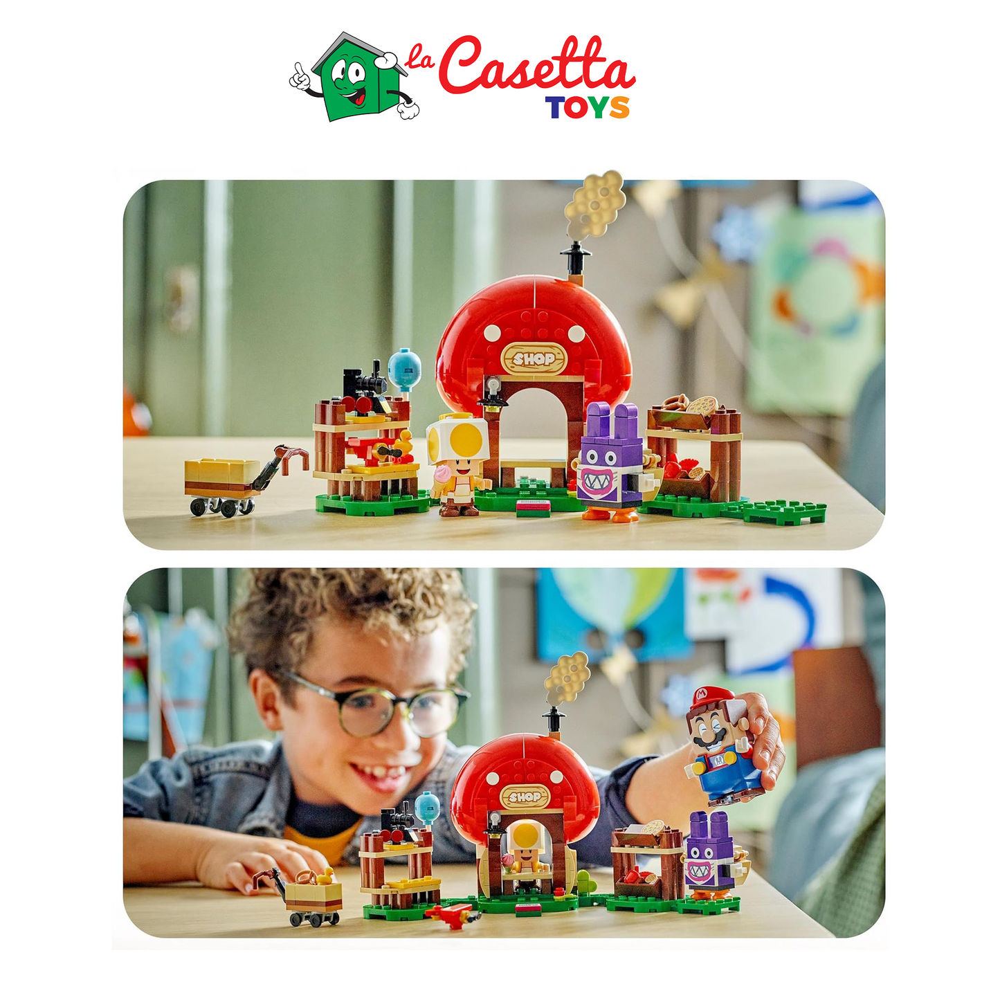 LEGO Super Mario Pack di Espansione Ruboniglio al Negozio di Toad, Giochi da Collezione per Bambini da 7 Anni con 2 Personaggi Giocattolo, Regalo per Gamer da Abbinare a Uno Starter Pack 71429