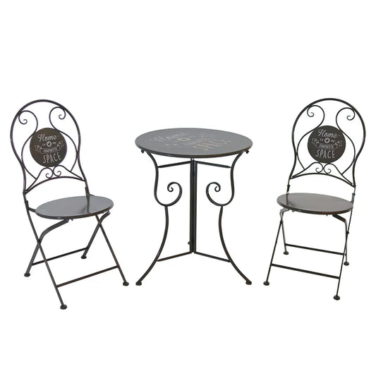 Set giardino Bistrot tavolo rotondo 60 cm e 2 sedie in metallo Grigio