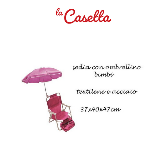 SEDIA CON OMBRELLINO BIMBI FUXIA 37x40x47 CENTIMETRI ACCIAIO