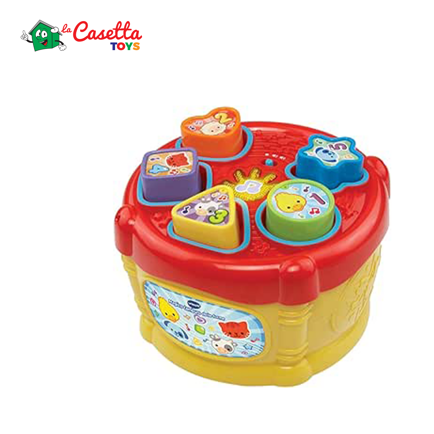 VTech Il Magico Tamburo delle Forme, Tamburo Musicale per Bambini, Giocattolo con 5 Forme, Strumento Musicale Interattivo con 3 Canzoni e 20 Melodie, Lingua Italiana, Batterie Incluse, 12-36 Mesi