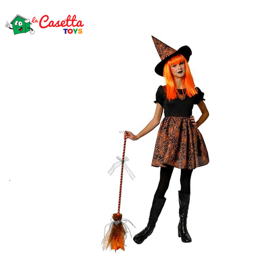 Rubies Costume da strega spiderweb arancione per ragazze, vestito Glow in Dark e cappello, ufficiale Rubies per Halloween, Carnevale, Compleanno e feste