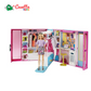 Barbie L'Armadio Dei Sogni - Con Bambola Barbie Bionda - Specchiera - Oltre 25 Vestiti e Accessori Barbie - 60 Cm - Regalo per Bambini dai 3+ Anni