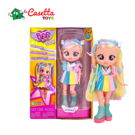 BFF BY CRY BABIES Jenna - Collezionabile Bambola Fashion con lunghi Capelli, vestiti in tessuto e 9 accessori-Giocattolo Ottimo per Bambine e Bambini +5 Anni