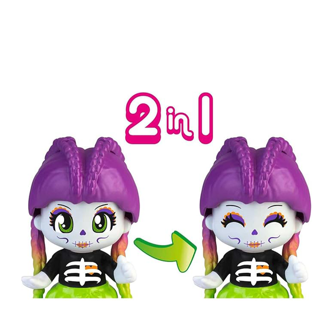 Pinypon - Terrific Friends, 4 Personaggi Terrific: Vampiro, Ragazza Lupo, Ragazza Scheletro e Ragazzo Fantasma, Accessori che Brillano al Buio, per Bambine/I dai 4 anni Famosa, (PNY47000)