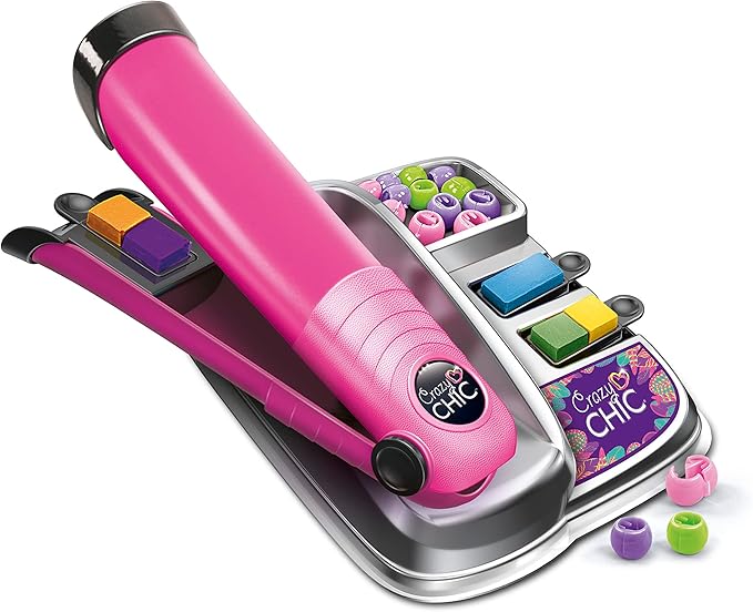 Clementoni Crazy Chic - Trendy Hairstyle, Piastra Colora Capelli e Set Perline per Decorazioni, Gioco Creativo Bambina 6+ Anni, Idea Regalo per Styling e Acconciature Uniche, Made in Italy, 18750