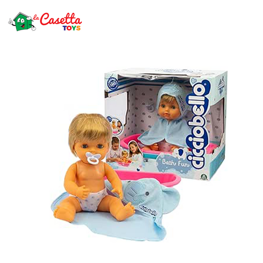 Cicciobello Bath Fun, Bambola da 30 cm con Vaschetta, Accappatoio, Pannolino e Ciuccio, Giochi Bambini 2 anni, Cicciobello Classico con Accessori Inclusi