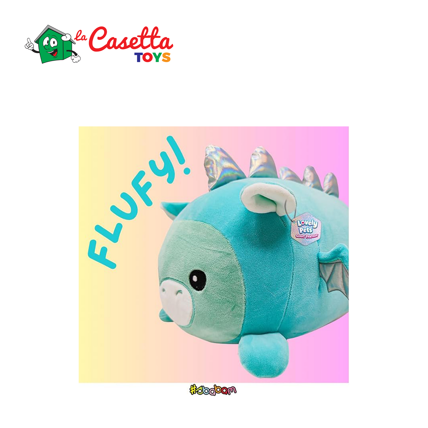 Sbabam, Lovely Pets Giant Fantasy Maxi, Peluche Gatto 36x24x18cm, Squishy Animali Giocattolo per Bambini, Giochi per Bambini e Pupazzi da Edicola, Gatto Peluche con Coda Sirena e Dettagli Metallizzati