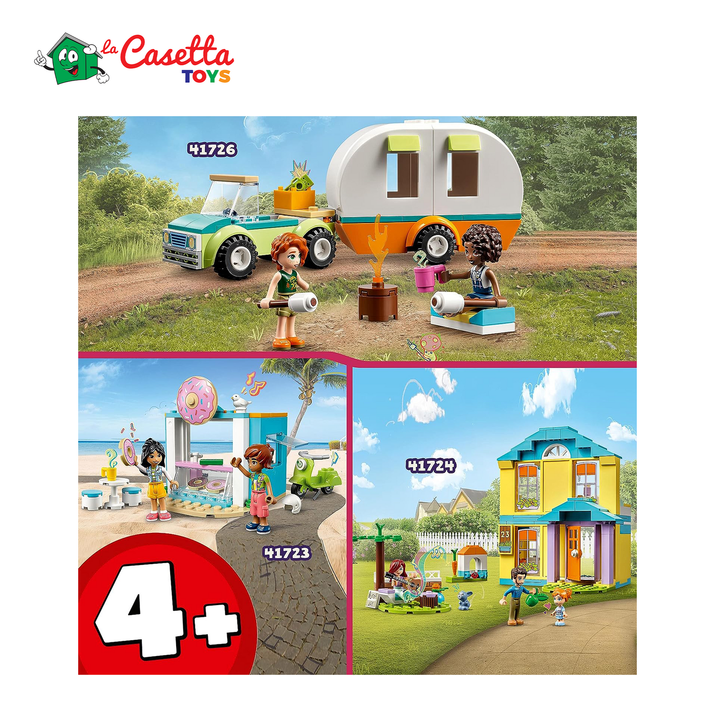 LEGO 41723 Friends Negozio Di Ciambelle, Giochi Per Bambine E Bambini Dai 4 Anni In Su Con Mini Bamboline Liann E Leo E Scooter, Personaggi Serie 2023, Multicolore