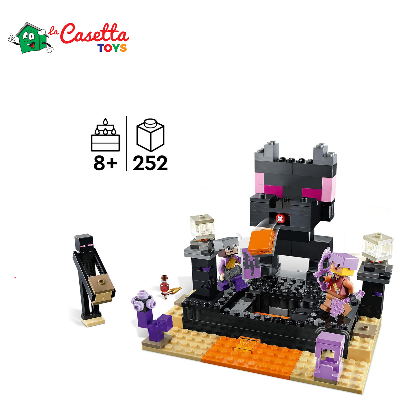 LEGO Minecraft The End Arena, Set Battaglia Giocatore Contro Giocatore con Lava, Ender Drago Giocattolo e Figura Enderman, Giochi per Bambini, Bambine, Ragazzi e Ragazze da 8 Anni in su 21242